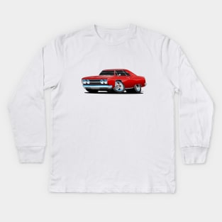 Red Hot Classic Muscle Car Coupe Cartoon Kids Long Sleeve T-Shirt